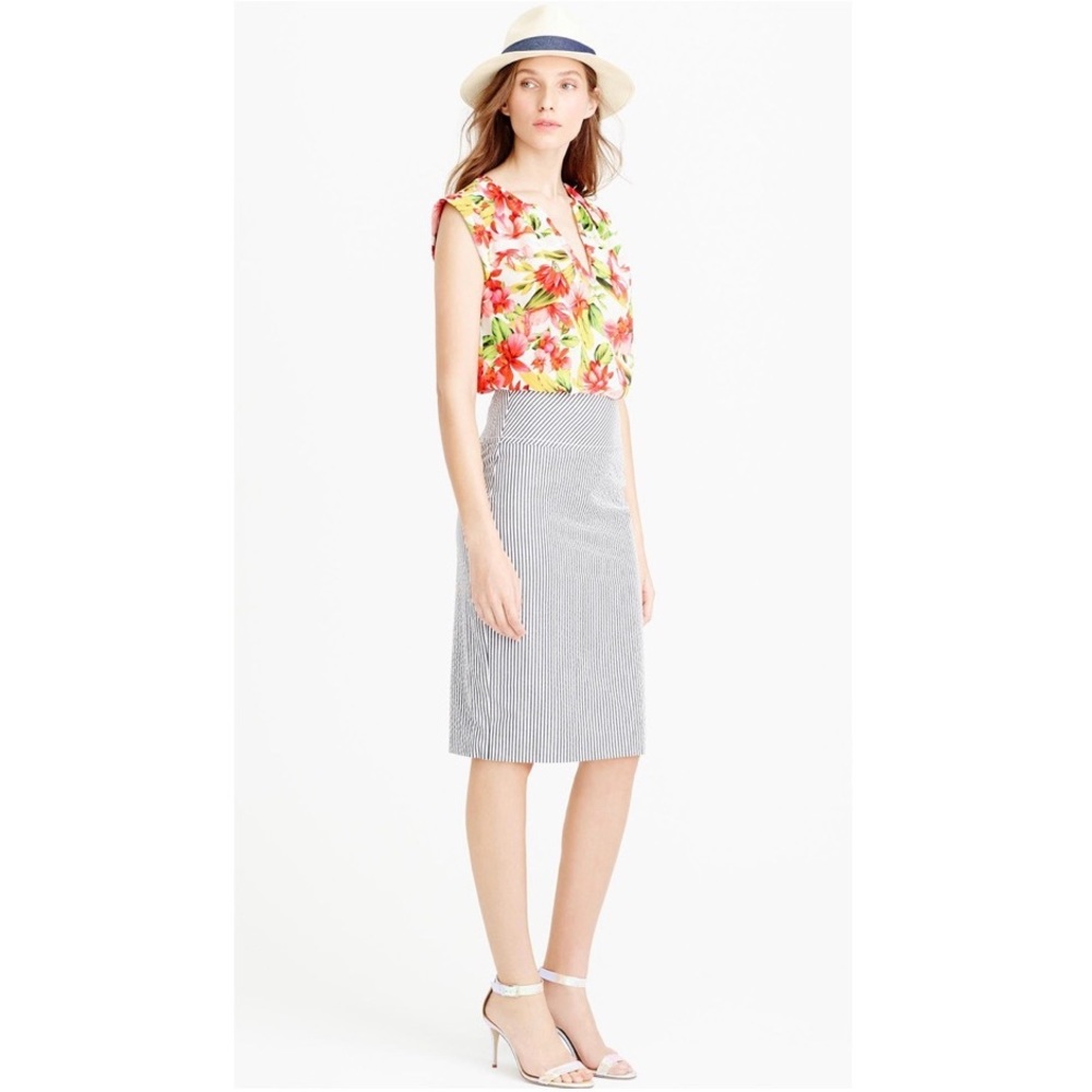 NWT J. Crew Seersucker Pencil Skirt